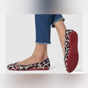 Rothy’s The Flat in Red Cat Animal Print with Red Soles (retired)